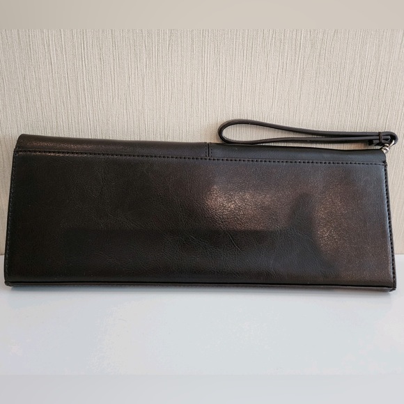 Vintage 90s ALFANI Genuine Espresso Leather Wristlet/Clutch w/Strap - Picture 9 of 12